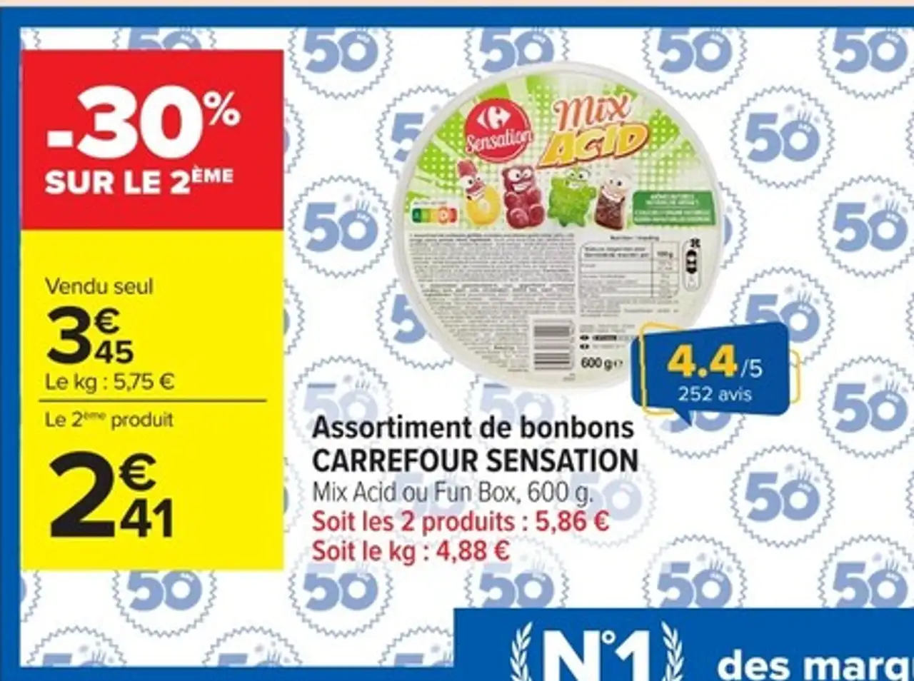 Assortiment de bonbons CARREFOUR SENSATION Mix Acid ou Fun Box