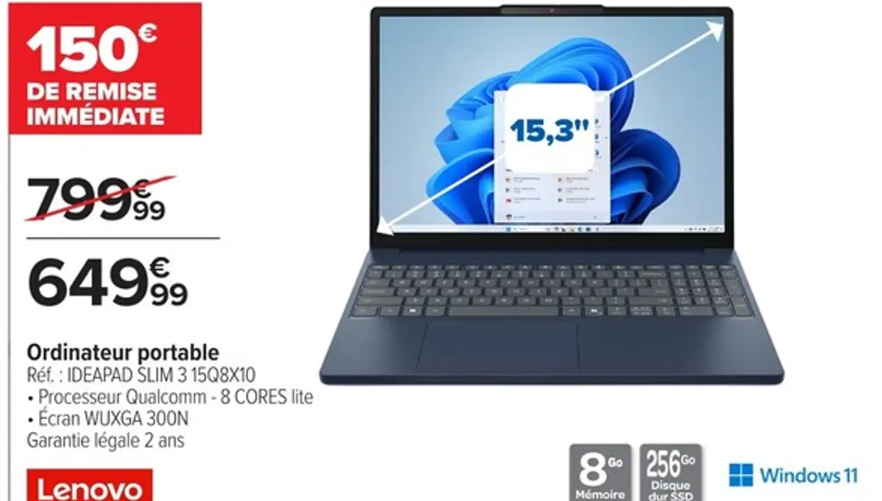 Ordinateur portable Lenovo IDEAPAD SLIM 3 15Q8X10