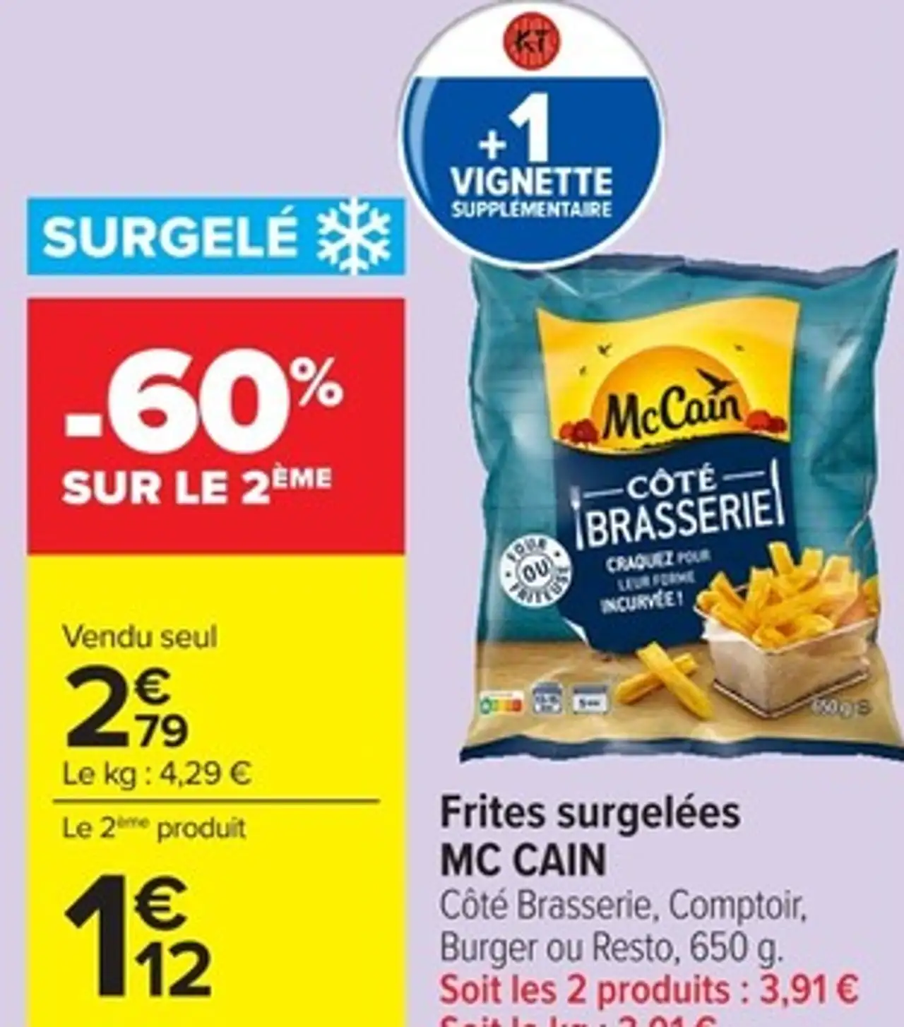 Frites surgelées MC CAIN Côté Brasserie, Comptoir, Burger ou Resto