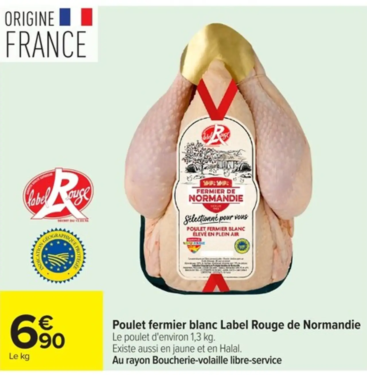 Poulet fermier blanc Label Rouge de Normandie