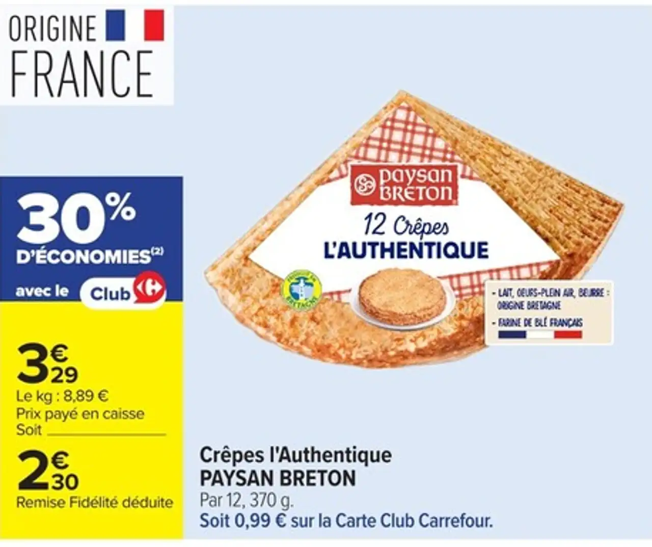 Crêpes L'Authentique PAYSAN BRETON Par 12, 370 g.