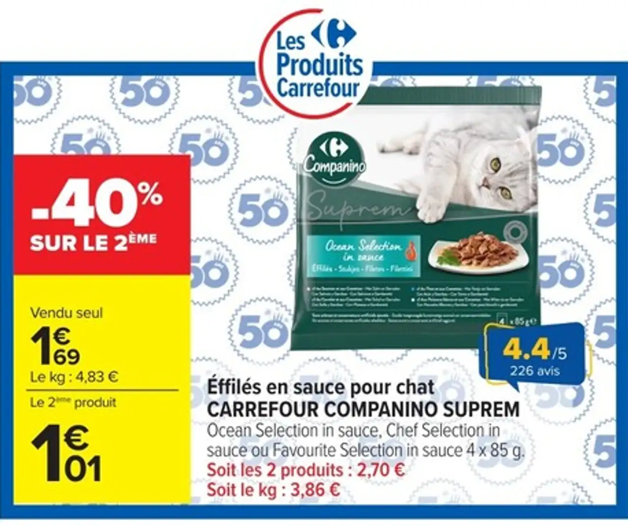 Éffilés en sauce pour chat CARREFOUR COMPANINO SUPREM