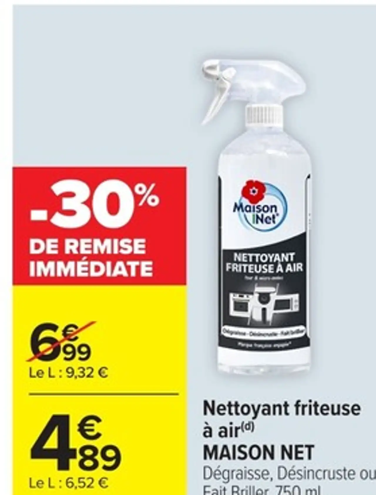 Nettoyant friteuse à air MAISON NET Dégraisse, Désincruste ou Fait Briller, 750 ml.