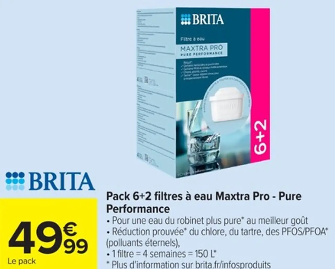 Pack 6+2 filtres à eau Maxtra Pro - Pure Performance BRITA