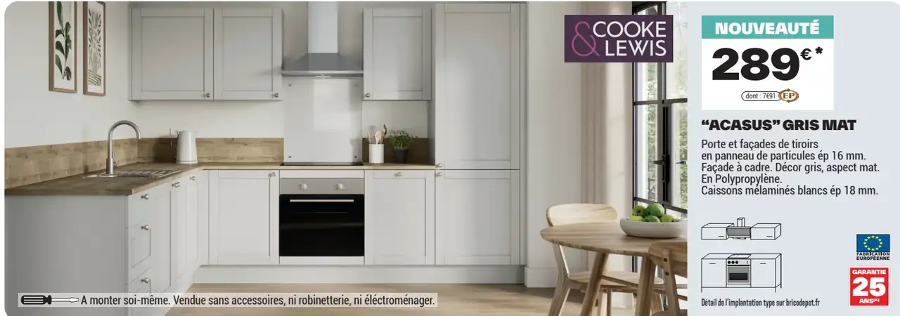Cuisine equipée Cooke & Lewis "ACASUS" GRIS MAT