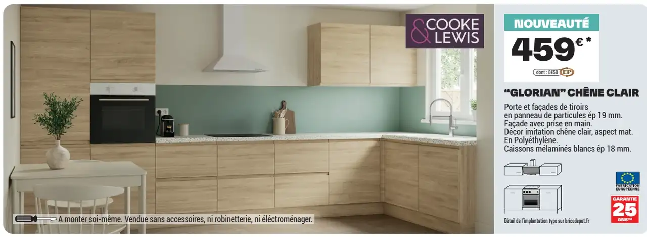 Cuisine equipée Cooke & Lewis "GLORIAN" CHÊNE CLAIR