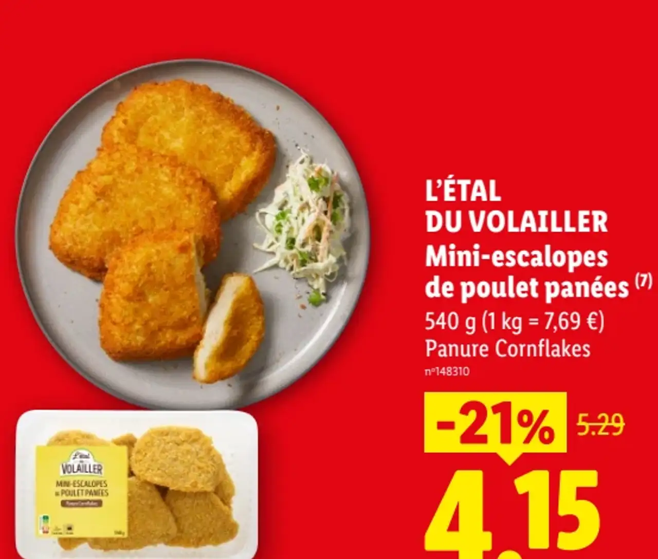 Mini-escalopes de poulet panées Panure Cornflakes L'Étal du Volailler