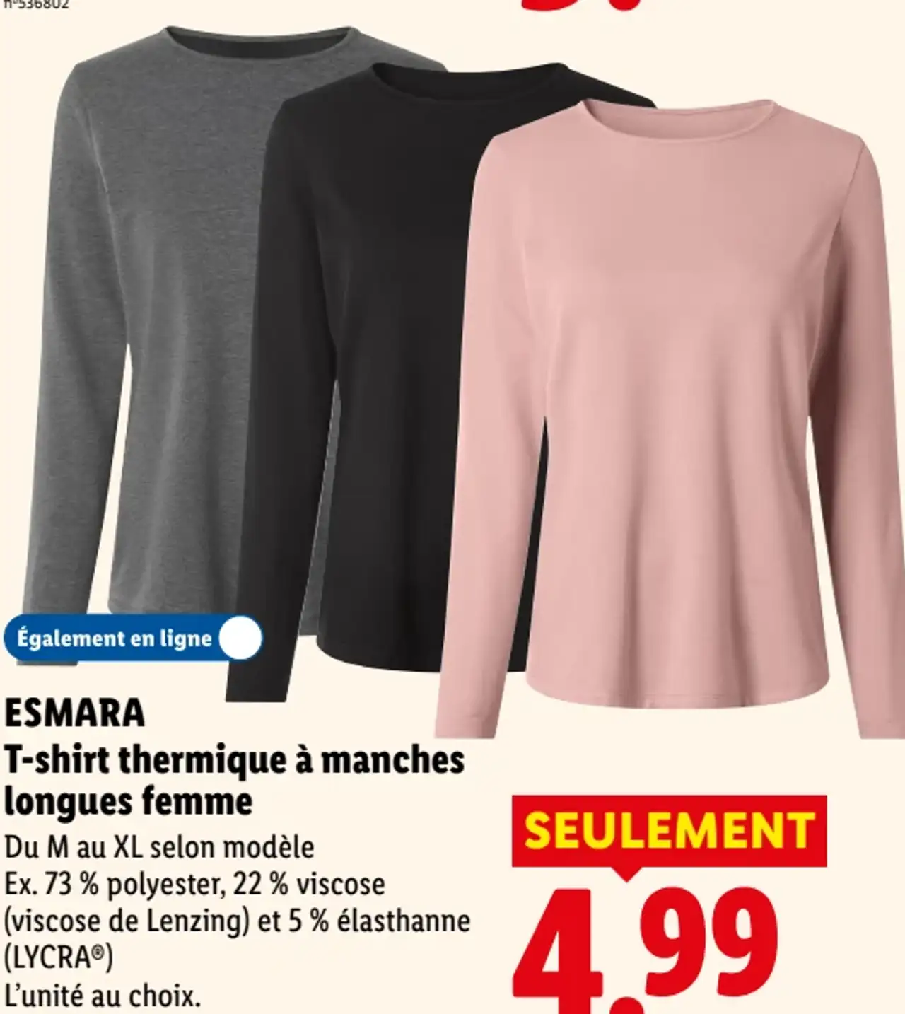 ESMARA T-shirt thermique à manches longues femme