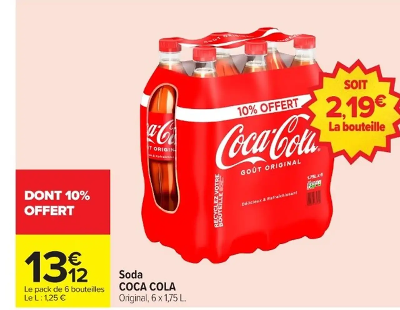 Soda COCA COLA Original, 6 x 1,75 L.