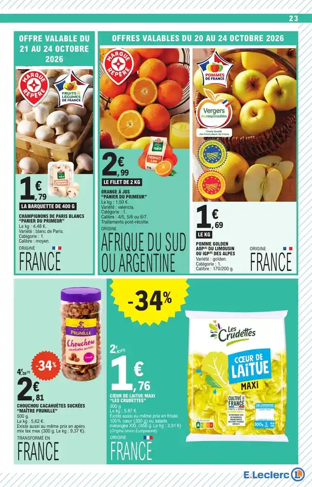 newspaper image - Pomme Golden AOP du Limousin ou IGP des Alpes - E.Leclerc