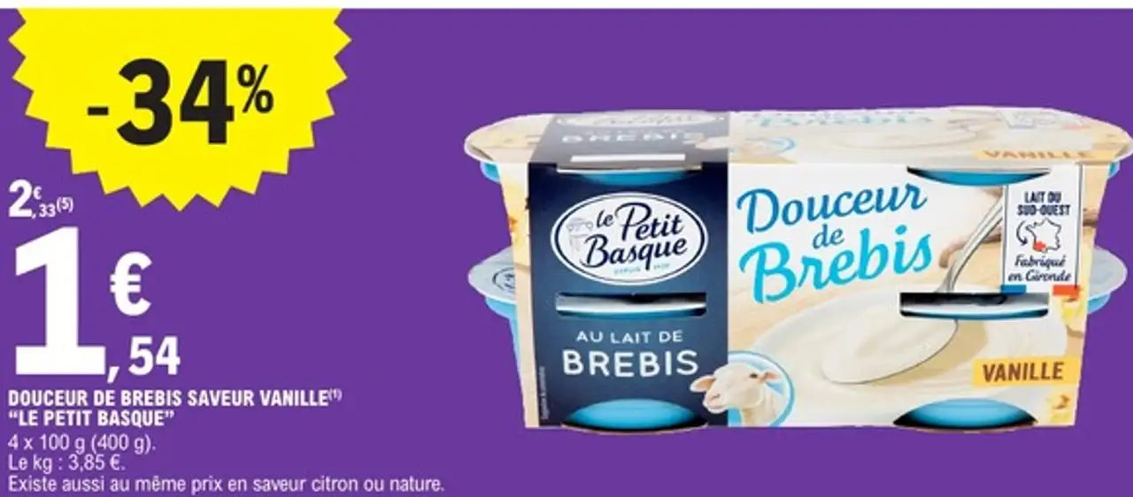 Douceur de brebis saveur vanille Le Petit Basque