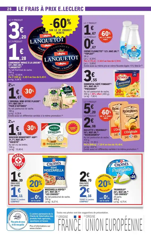 newspaper image - Douceur Roquefort AOP 31,7% mat. gr. Société - E.Leclerc