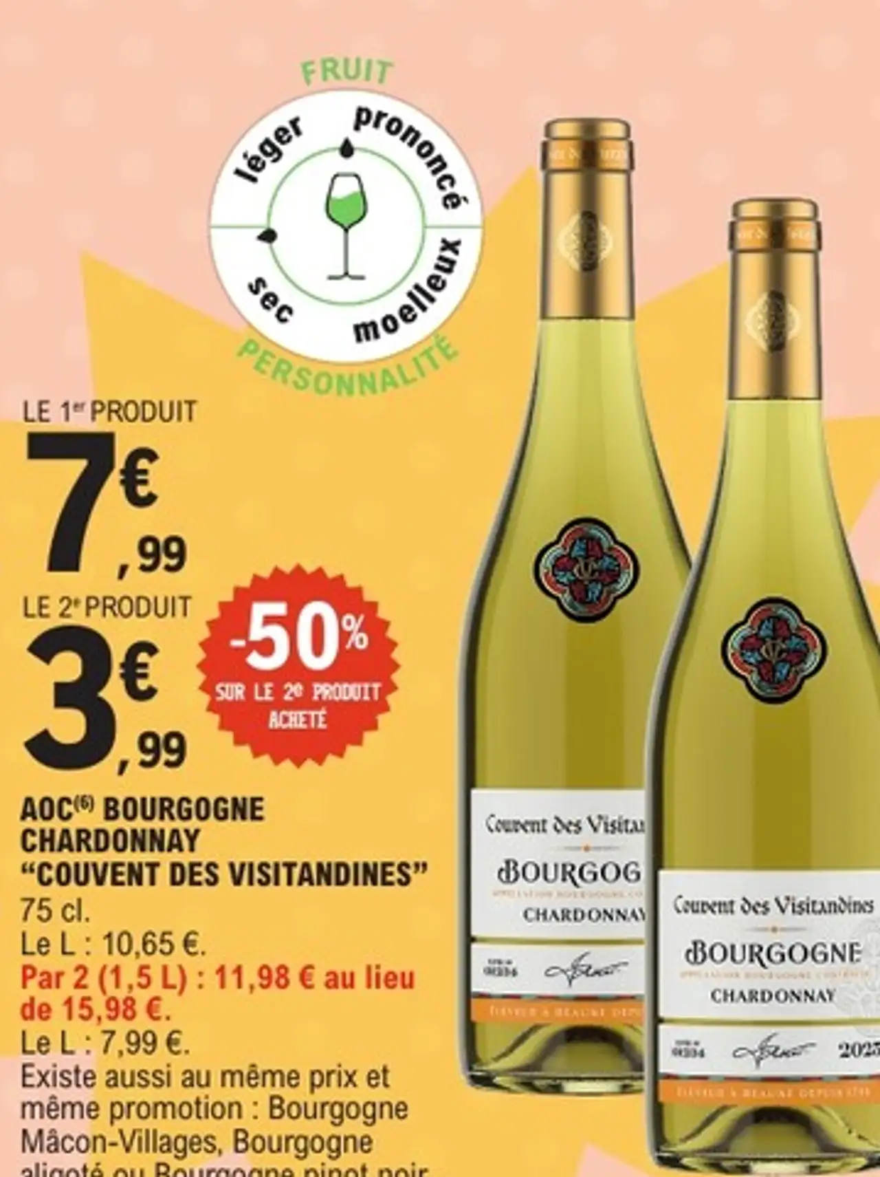 Vin blanc AOC Bourgogne Chardonnay Couvent des Visitandines