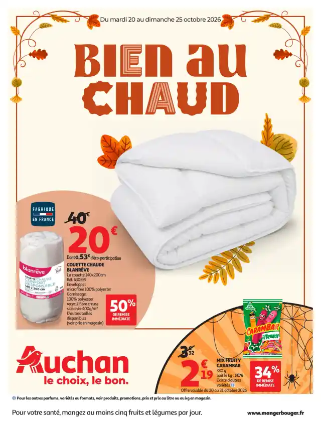 newspaper image - Couette chaude Blanrêve 140x200cm - Auchan Hypermarché