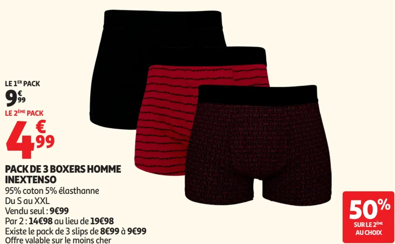 Pack de 3 boxers homme Inextenso