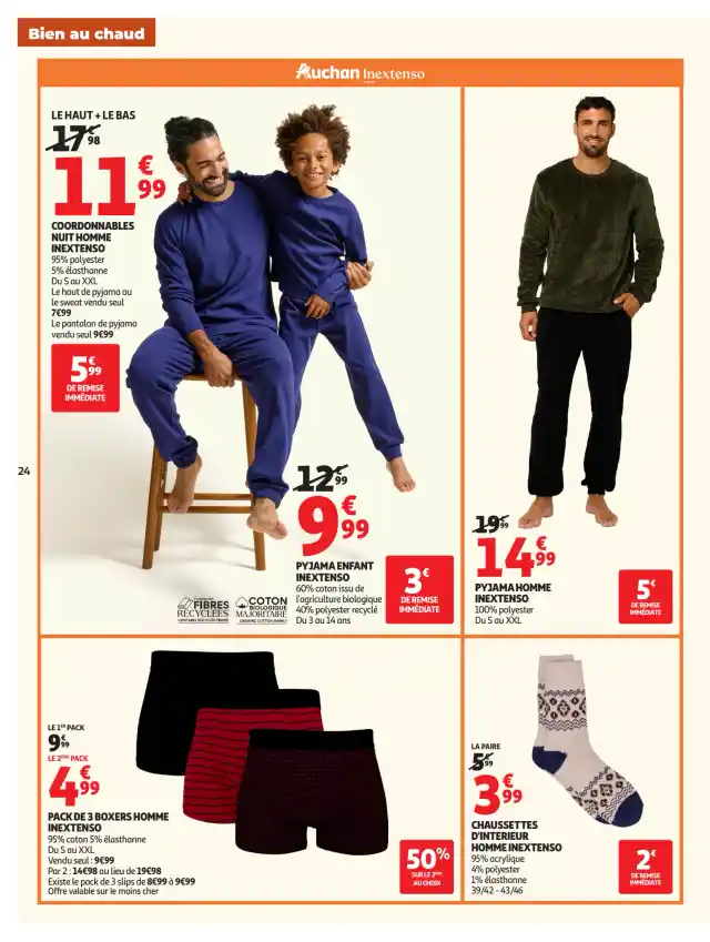 newspaper image - Pack de 3 boxers homme Inextenso - Auchan Hypermarché