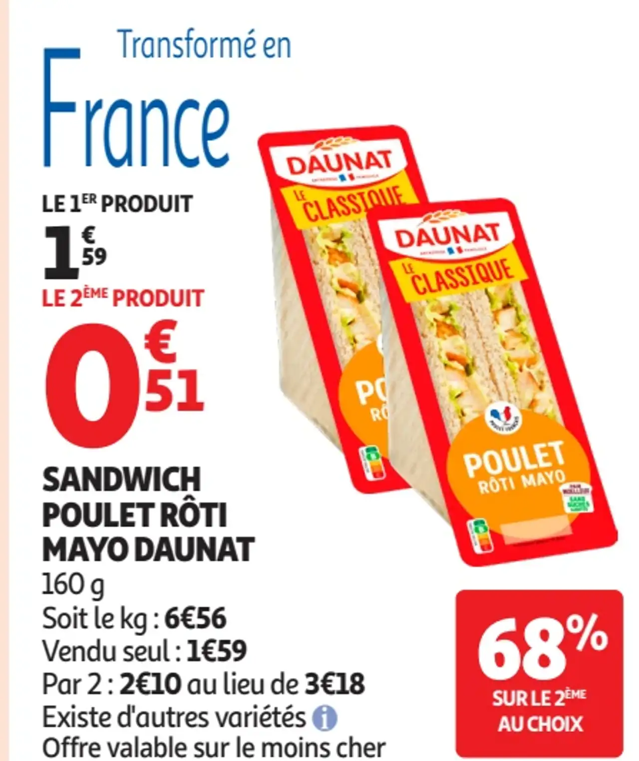 Sandwich poulet rôti mayo Daunat