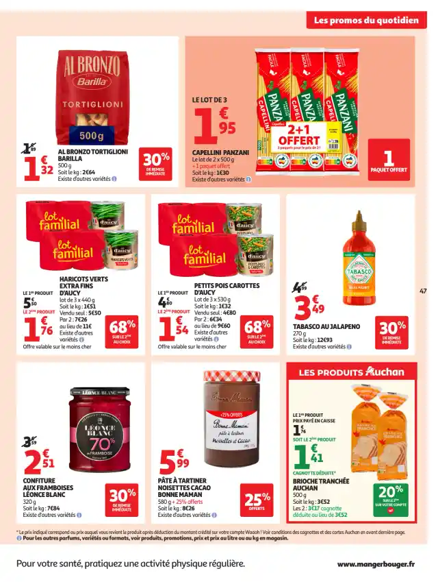 newspaper image - PETITS POIS CAROTTES D'AUCY lot de 3 x 530 g - Auchan Hypermarché