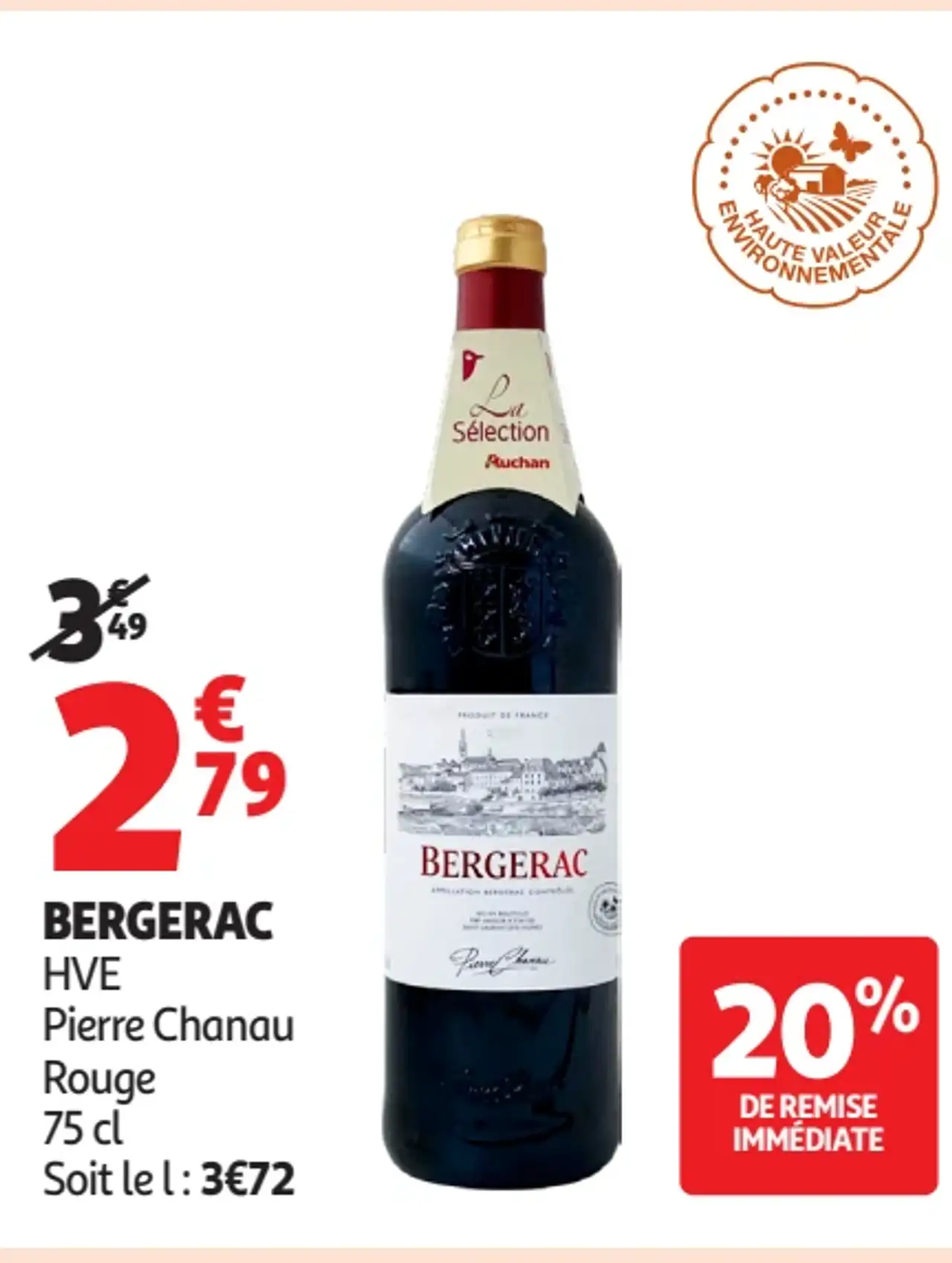 Vin rouge Bergerac HVE Pierre Chanau