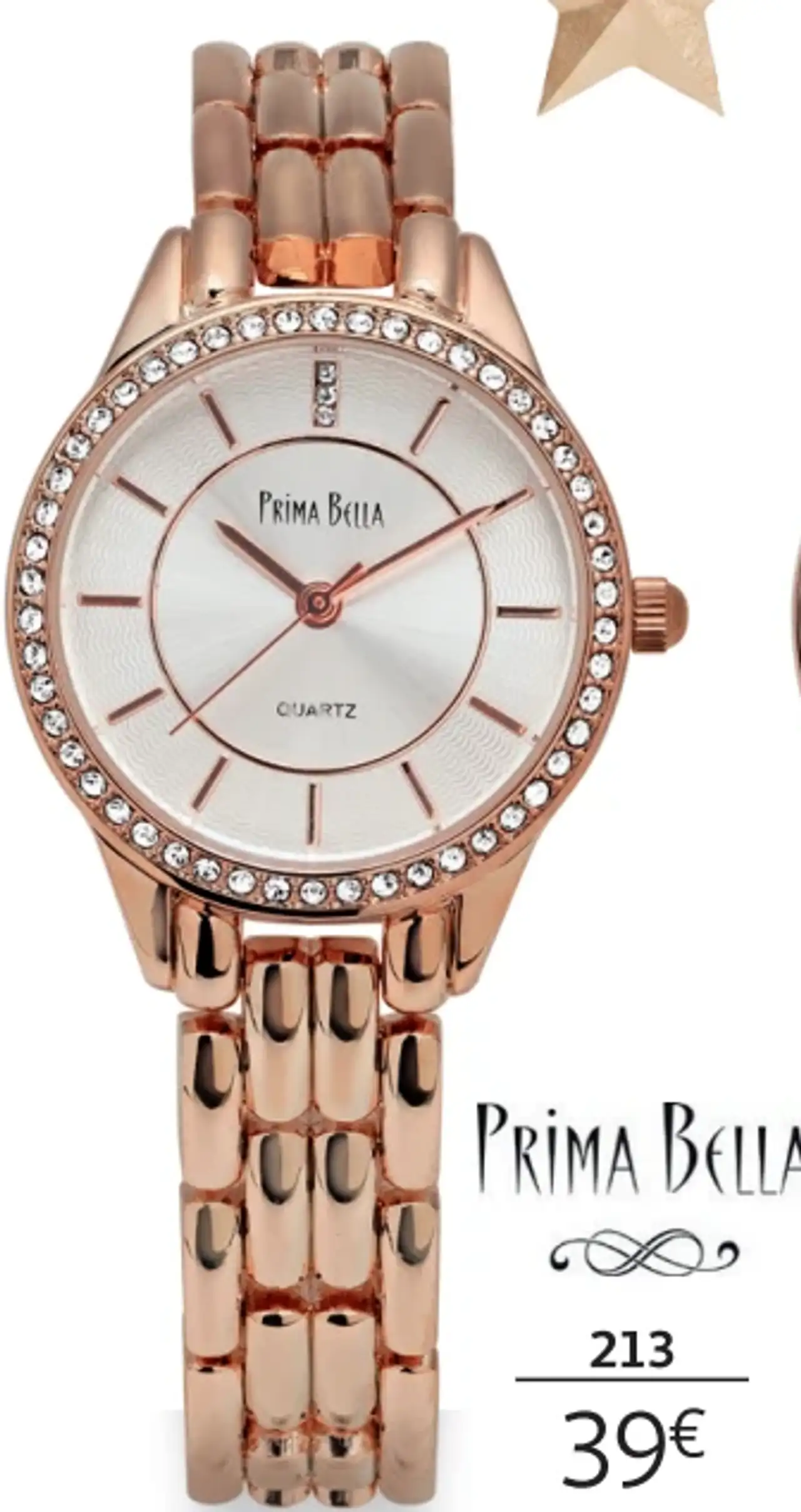 Montre femme PRIMA BELLA rosée et strass