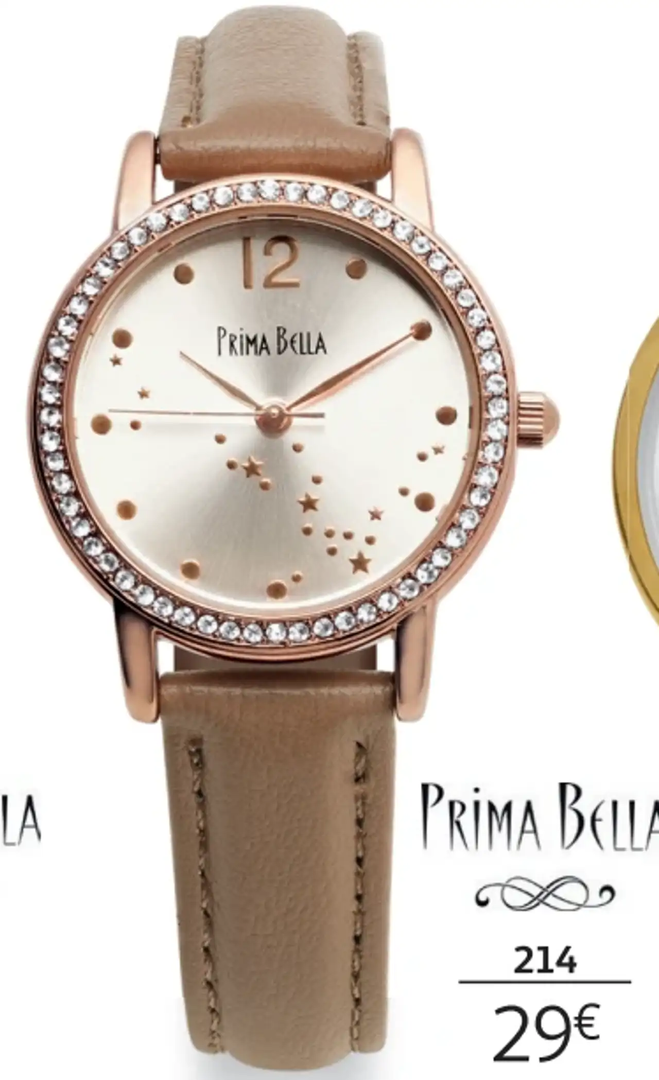 Montre femme PRIMA BELLA beige et strass