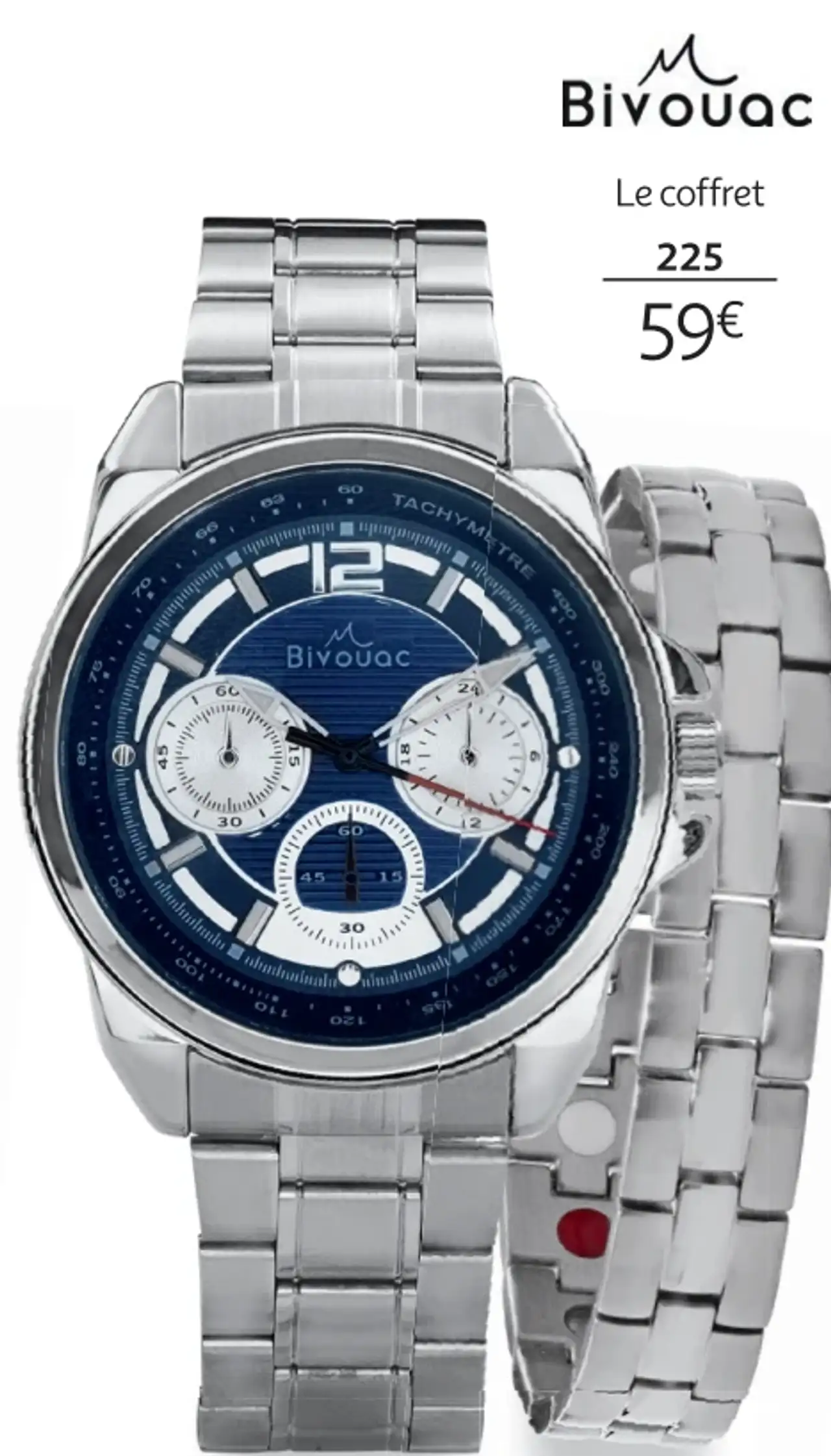 Coffret montre homme Bivouac + bracelet - Réf. 171404