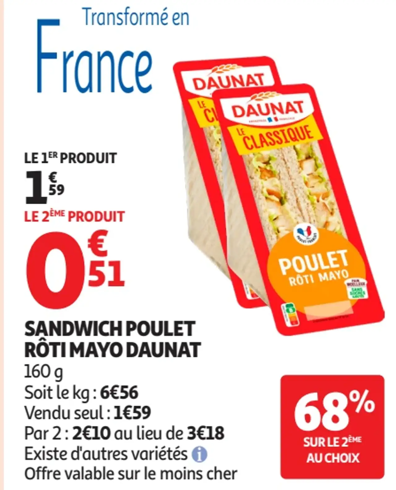 Sandwich poulet rôti mayo Daunat