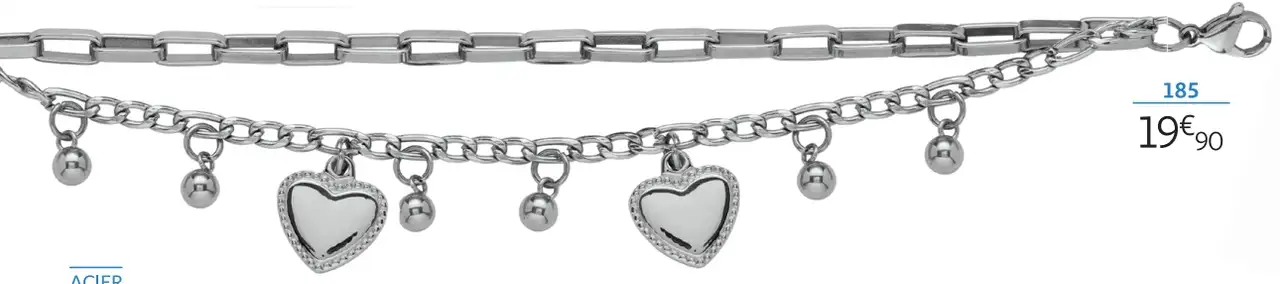 Bracelet acier 21 cm la VIE en OR