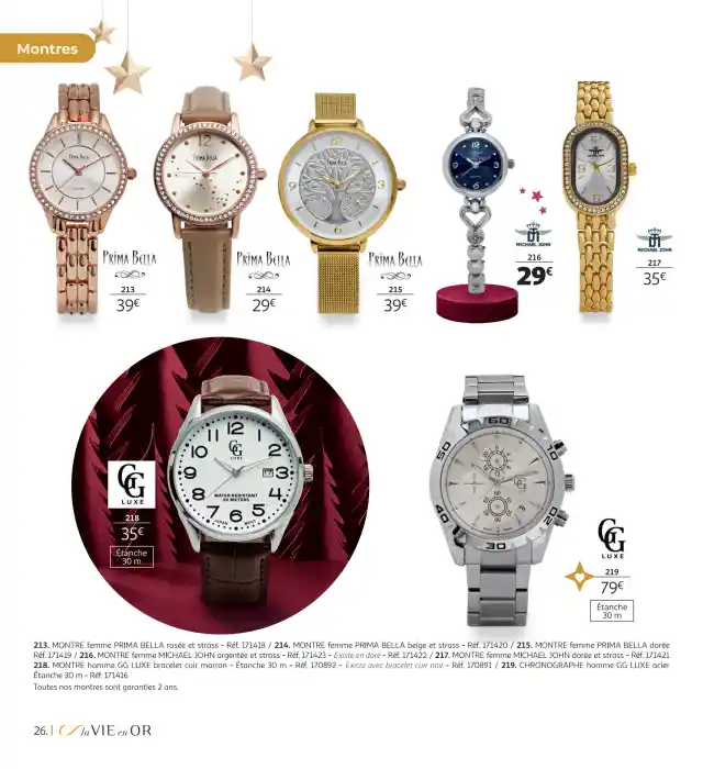 newspaper image - Montre homme GG LUXE bracelet cuir marron - La Vie en Or Auchan