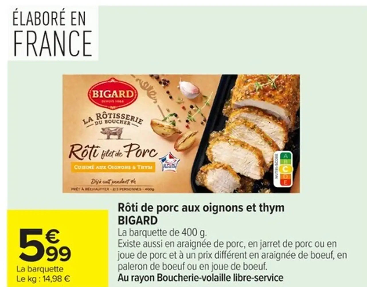 Rôti de porc aux oignons et thym BIGARD