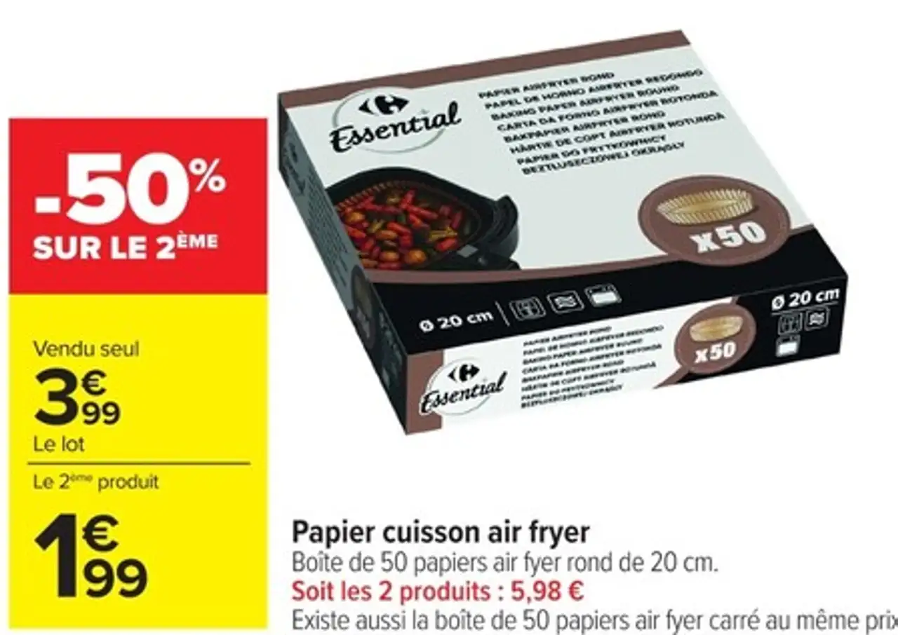 Papier cuisson air fryer Essential