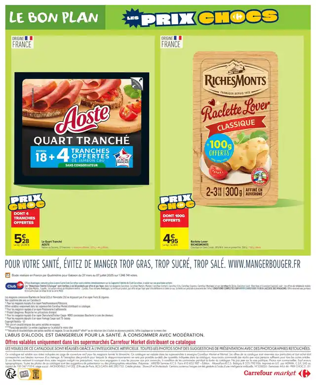 newspaper image - Jambon cru Le Quart Tranché Aoste - Carrefour Market