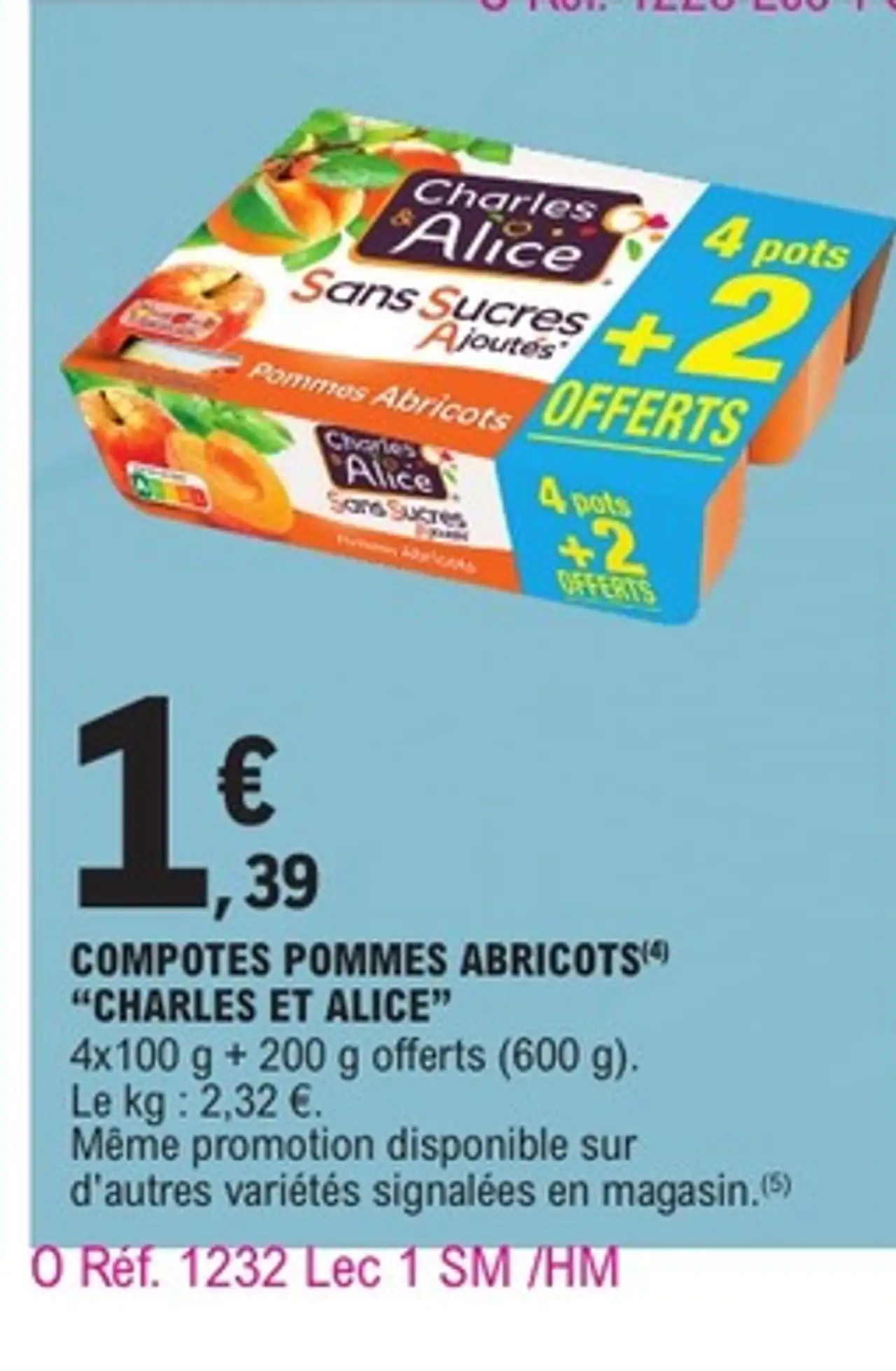 COMPOTES POMMES ABRICOTS "CHARLES ET ALICE"