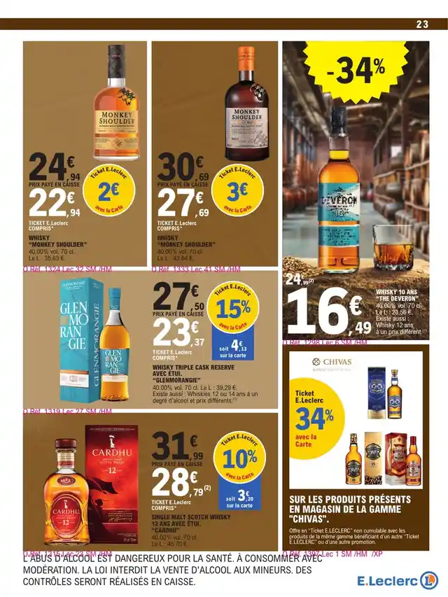 newspaper image - Single Malt Scotch Whisky 12 ans avec étui "Cardhu" - E.Leclerc