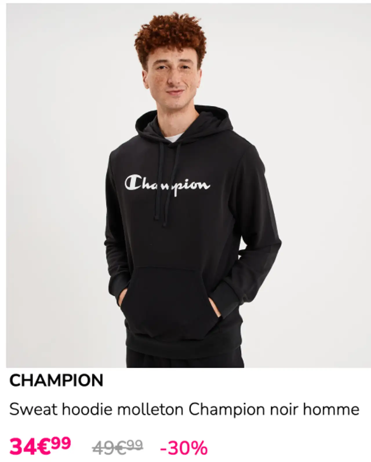 Sweat hoodie molleton Champion noir homme