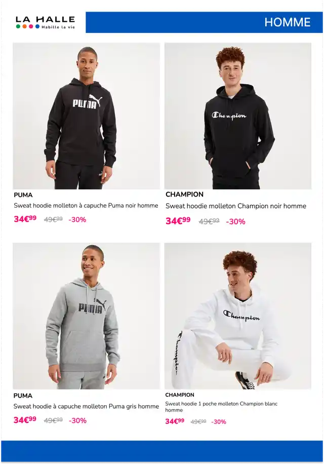 newspaper image - Sweat hoodie molleton Champion noir homme - La Halle