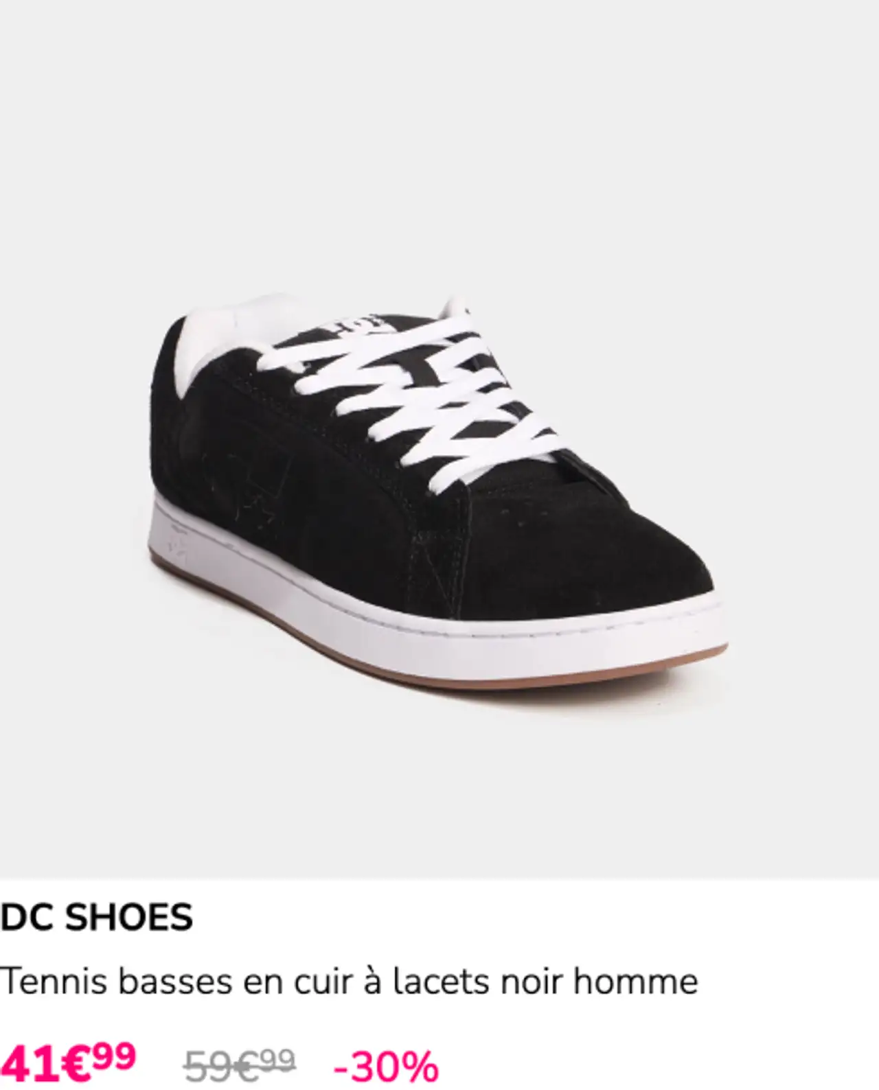 Tennis basses en cuir à lacets noir homme