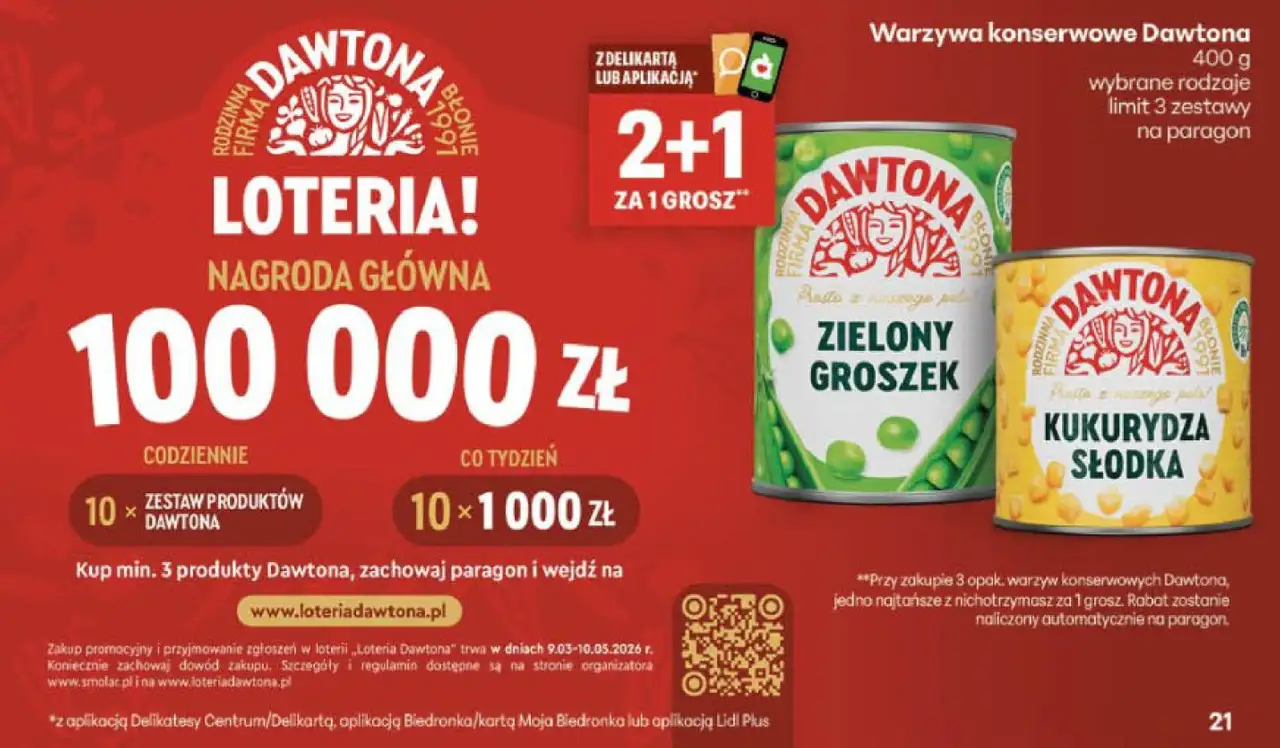 Warzywa konserwowe Dawtona 400 g (wybrane rodzaje)