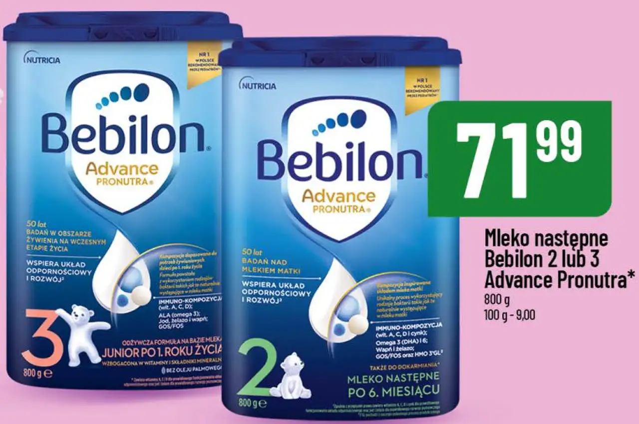 Mleko następne Bebilon 2 lub 3 Advance Pronutra