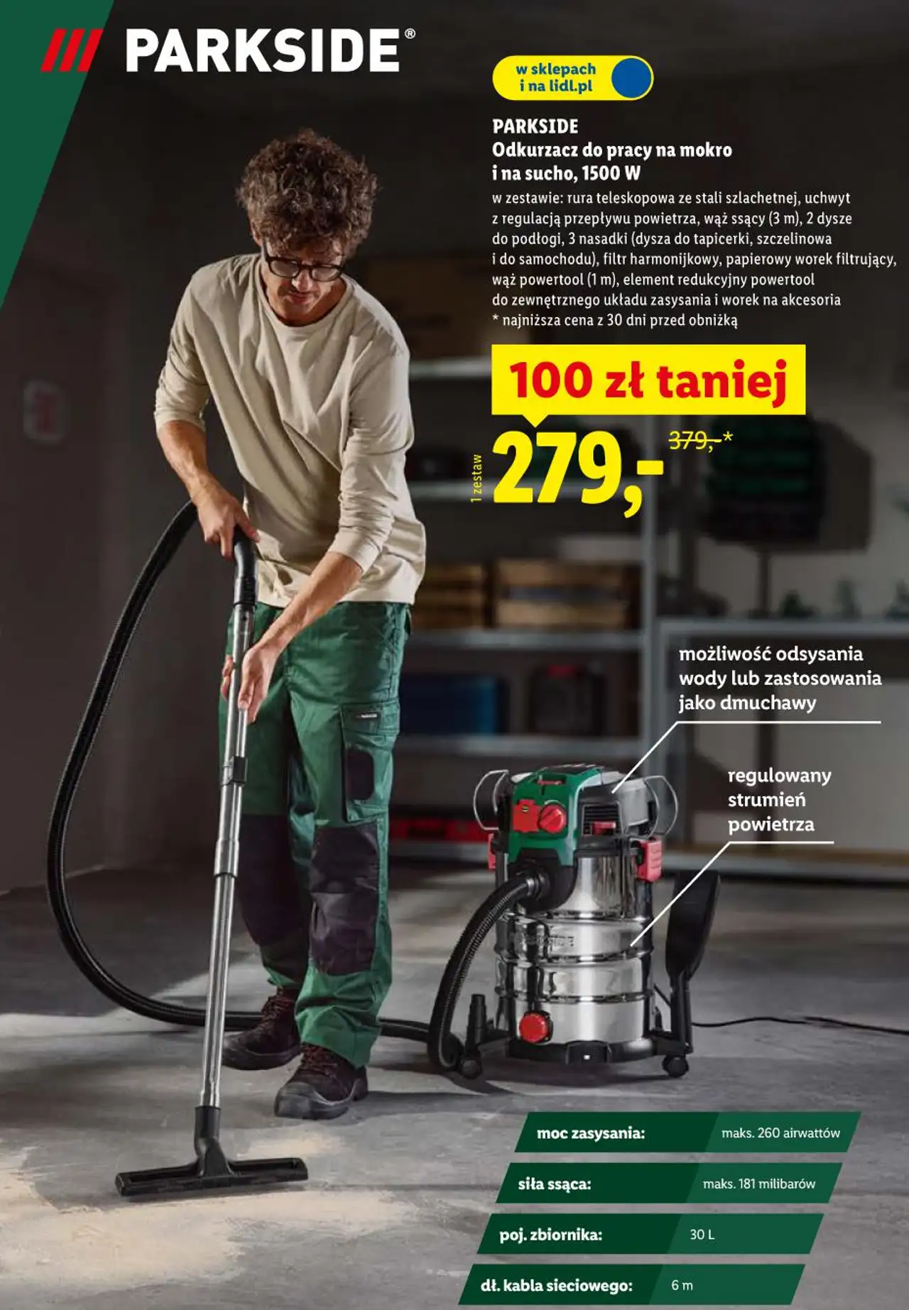 PARKSIDE Odkurzacz do pracy na mokro i na sucho, 1500 W