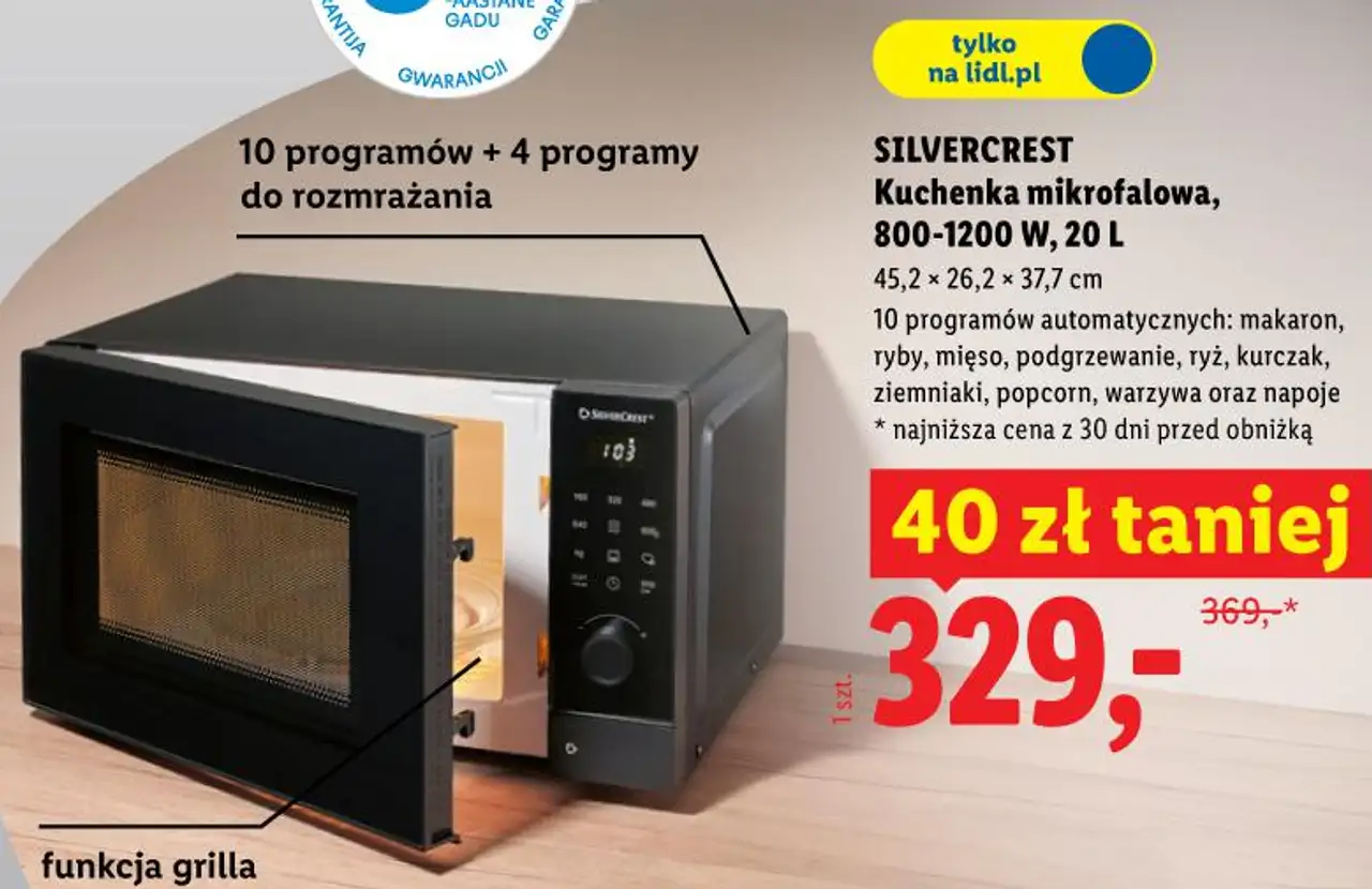 SILVERCREST Kuchenka mikrofalowa, 800-1200 W, 20 L