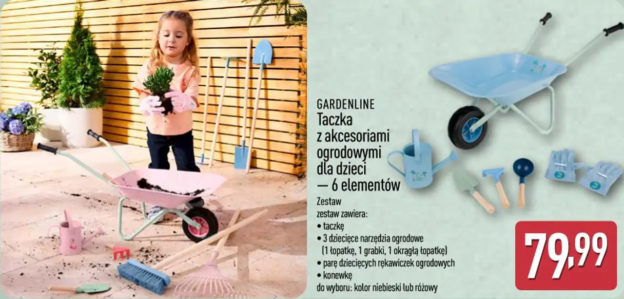 Taczka z akcesoriami ogrodowymi dla dzieci - 6 elementów GARDENLINE