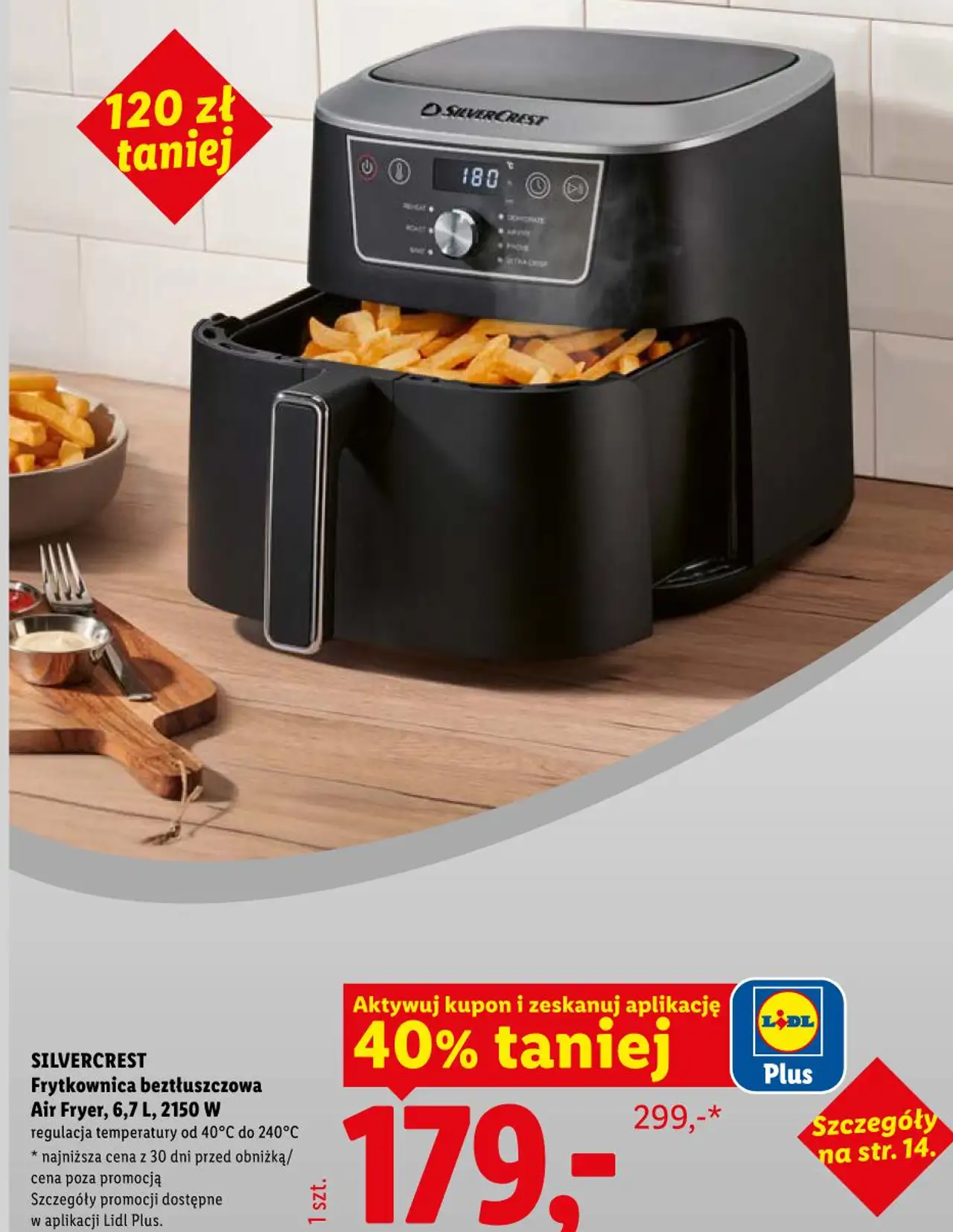 SILVERCREST Frytkownica beztłuszczowa Air Fryer, 6,7 L, 2150 W