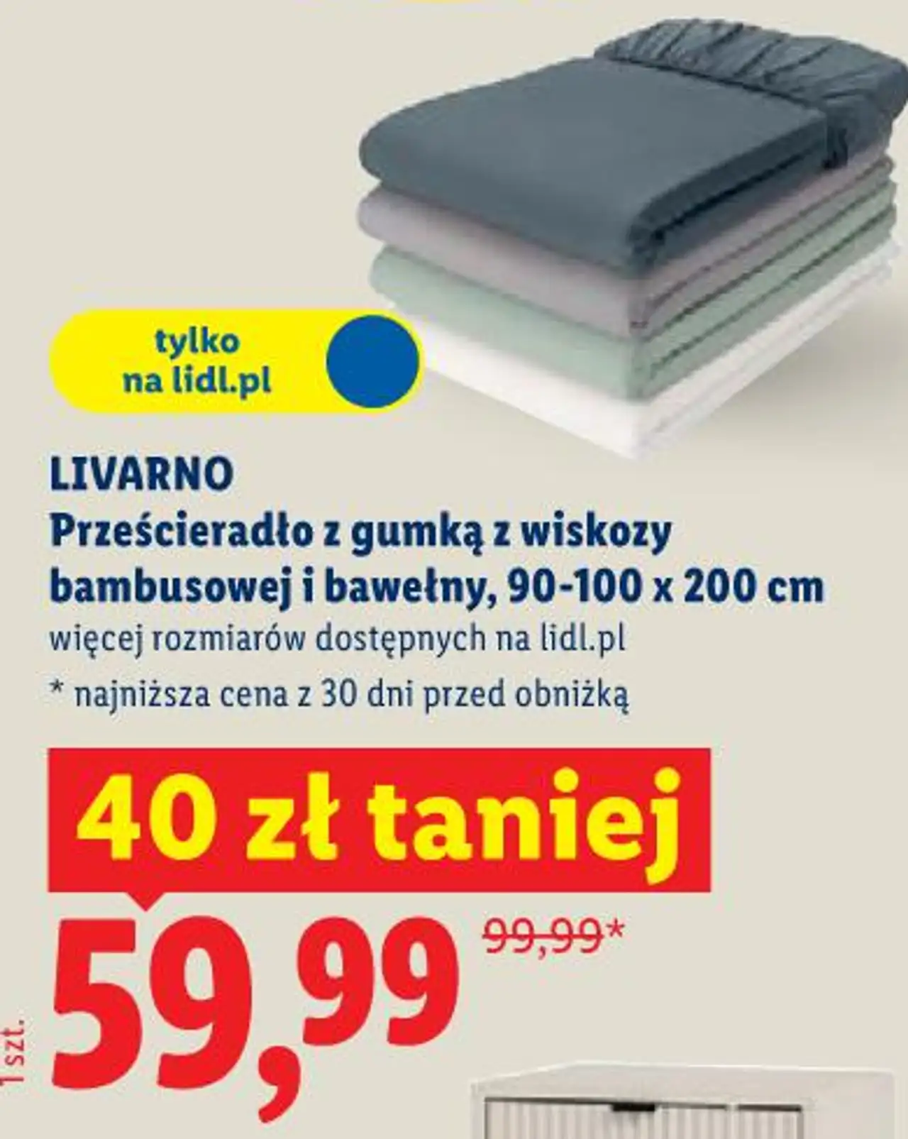 LIVARNO Prześcieradło z gumką z wiskozy bambusowej i bawełny, 90-100 x 200 cm