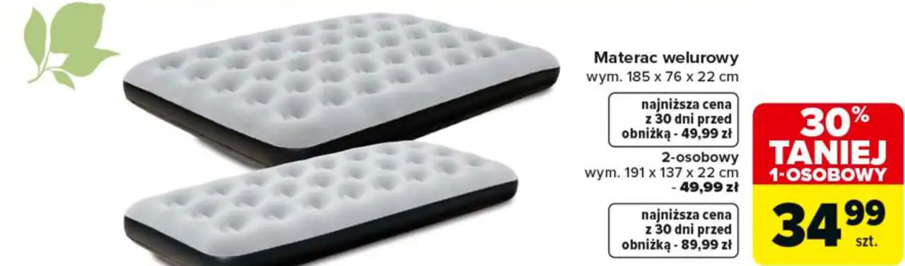 Materac welurowy 1-osobowy