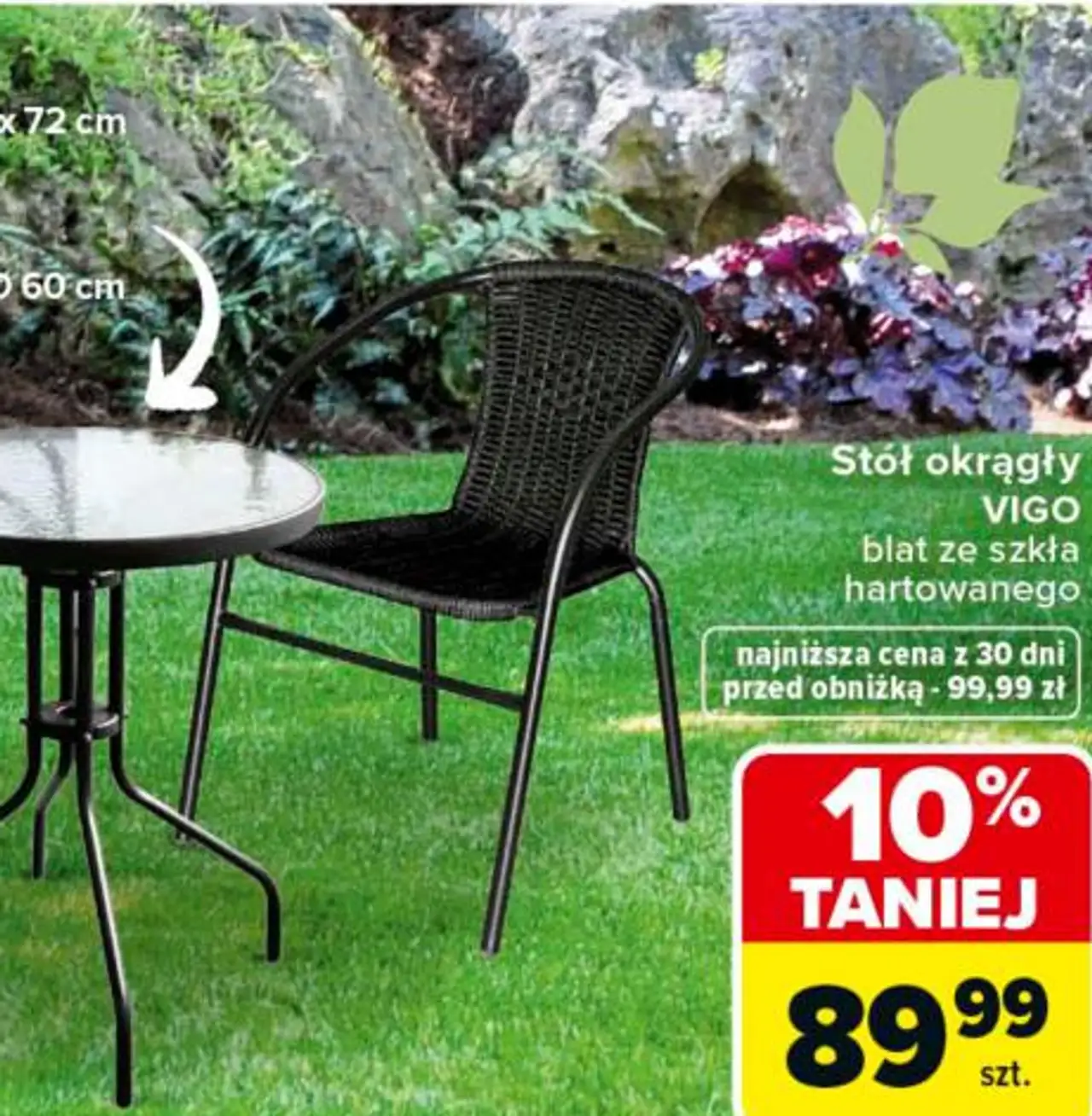 Stół okrągły VIGO blat ze szkła hartowanego