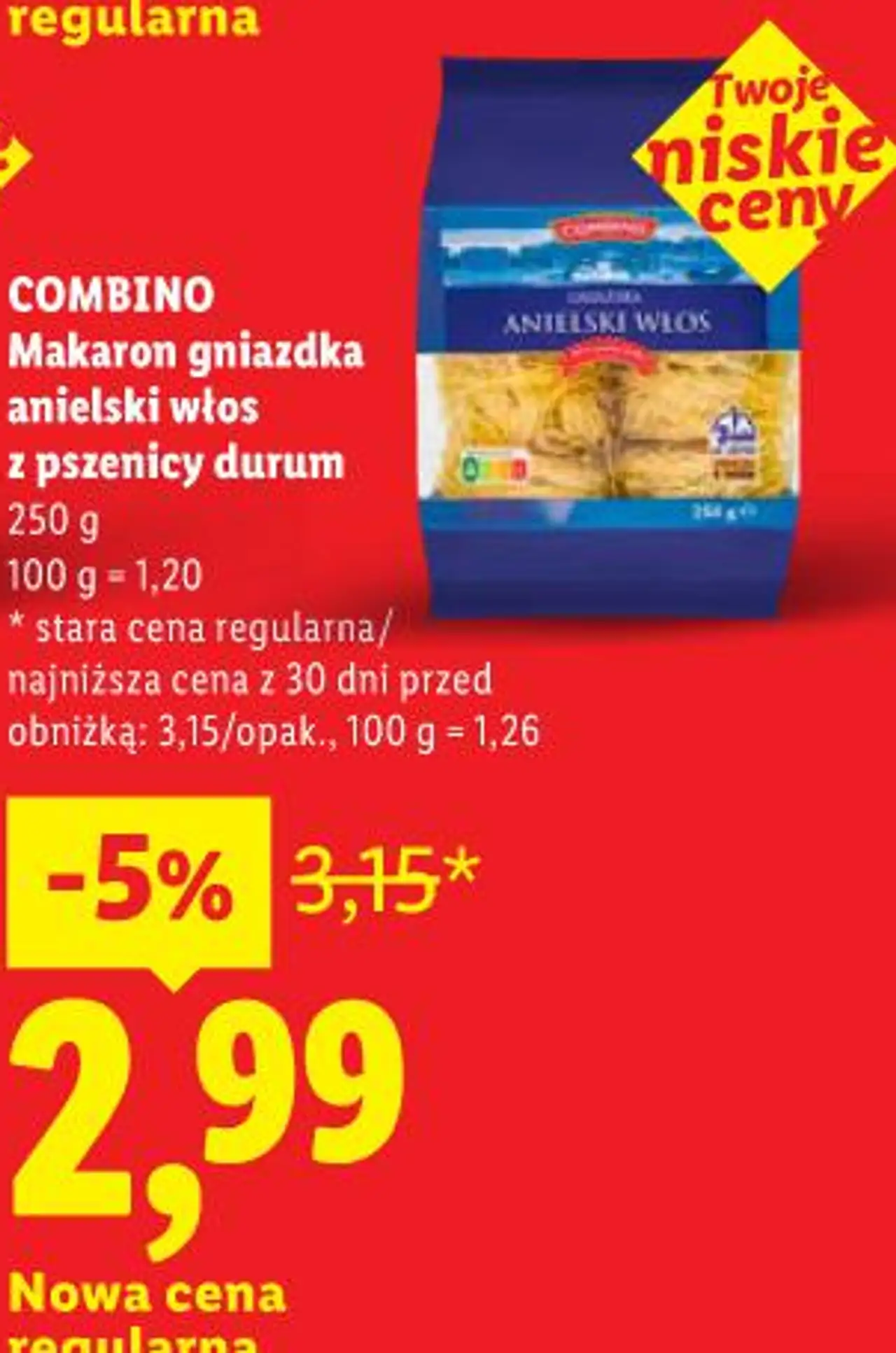 COMBINO Makaron gniazdka anielski włos z pszenicy durum