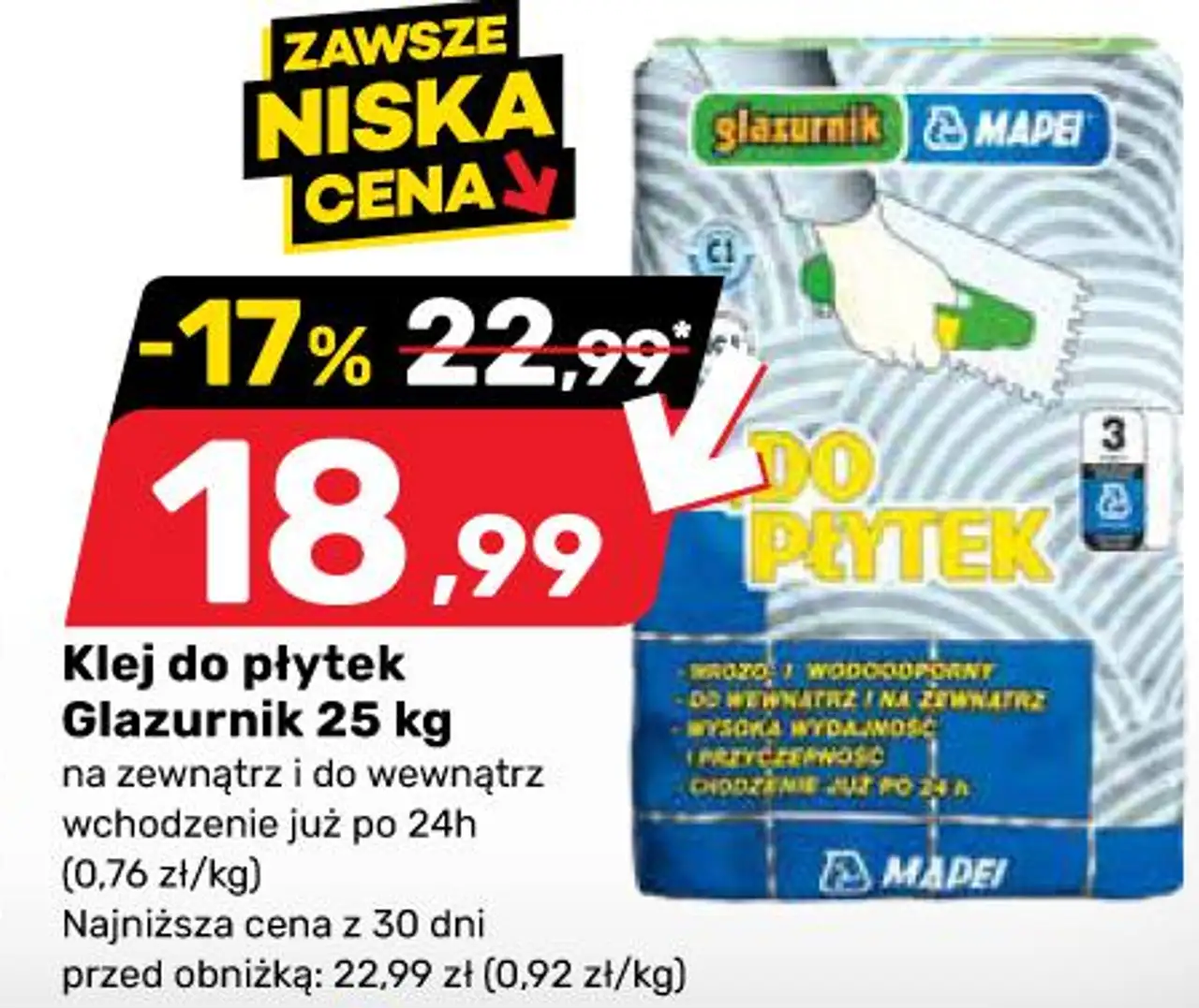 Klej do płytek Glazurnik 25 kg