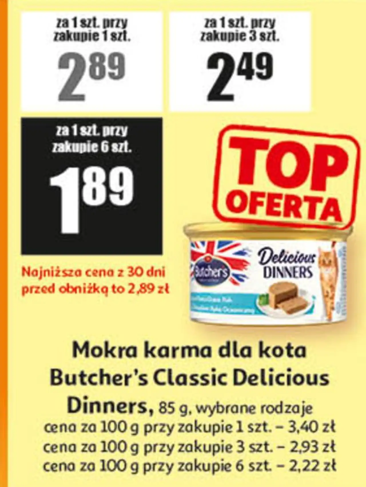 Mokra karma dla kota Butcher's Classic Delicious Dinners, 85 g, wybrane rodzaje