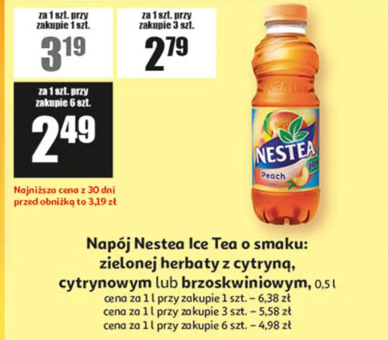 Napój Nestea Ice Tea o smaku: zielonej herbaty z cytryną, cytrynowym lub brzoskwiniowym, 0,5 l